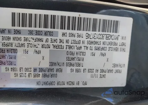 2012 Mazda Mazda5 Sport from USA, damaged, VIN JM1CW2BL8C0131745
